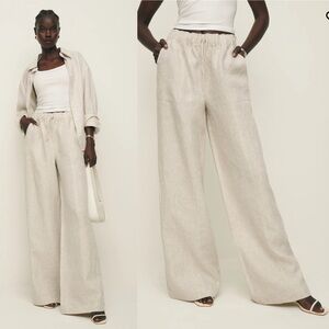 NWT Reformation Declan Linen Pant in Oatmeal Size Small